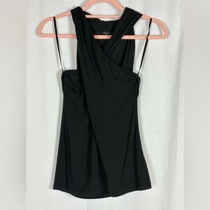 Ann Taylor Black Sleeveless Draped Front Dress
